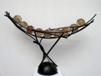Large Basket with Copper Orbs